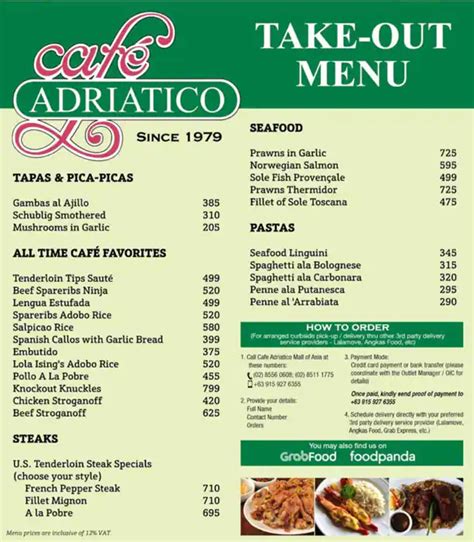 cafe adriatico menu